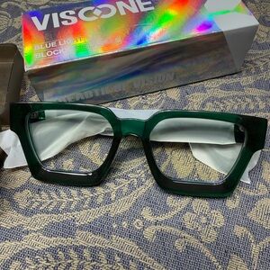 Green Square Frame Blue Light Blocking Glasses